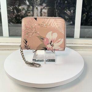 Kate Spade Pink Floral Wallet with Chain